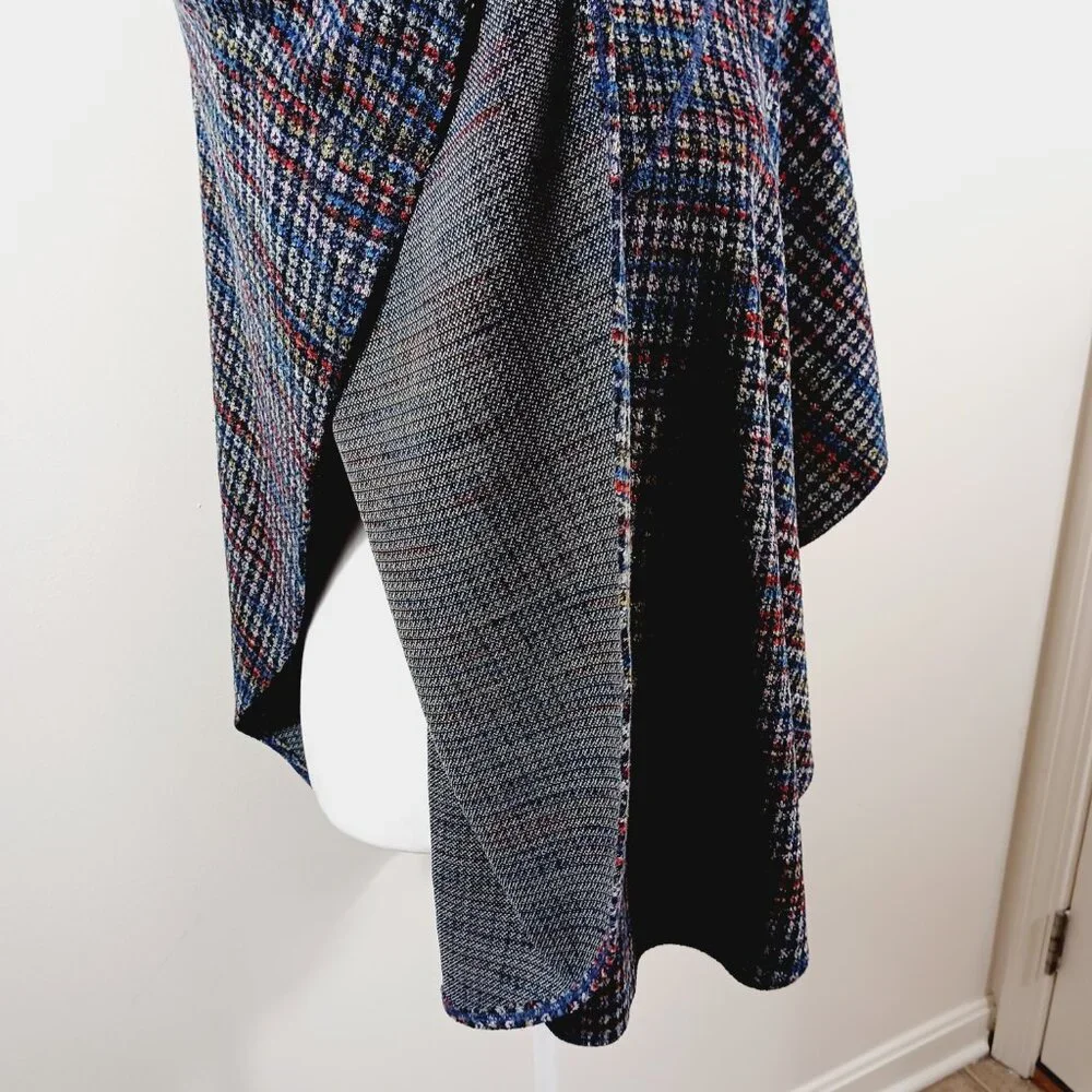 PURE essence Poncho, Denim Blue/Red/Gray, Cowl Neck, Size XL/TG, Layering Piece - Picture 6 of 10